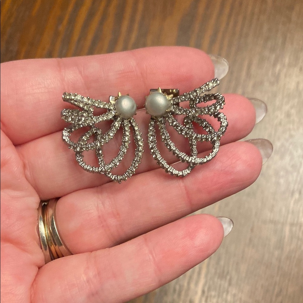 Alexis Bittar Pearl and Crystal Lace Orbit Stud Earrings
